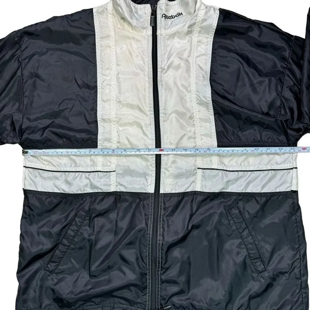 Reebok Vintage Colorblock Windbreaker Black‎ and White Men’s Size Large